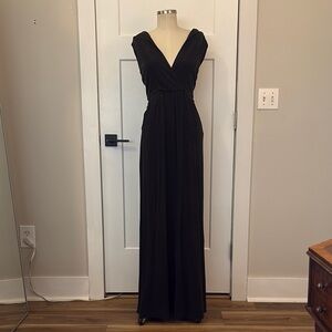 SOLD - BIRD Black V-Neck Jersey Maxi Dress with Hood